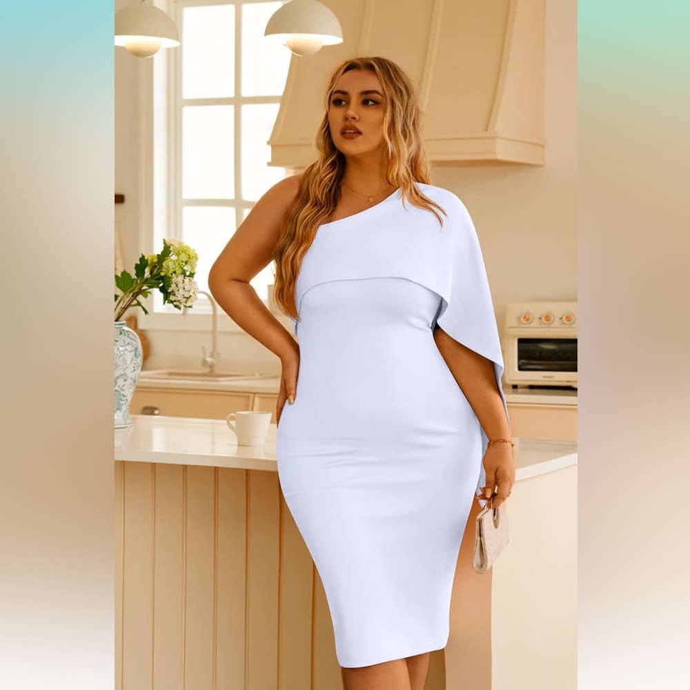 One Shoulder Cape Dress
